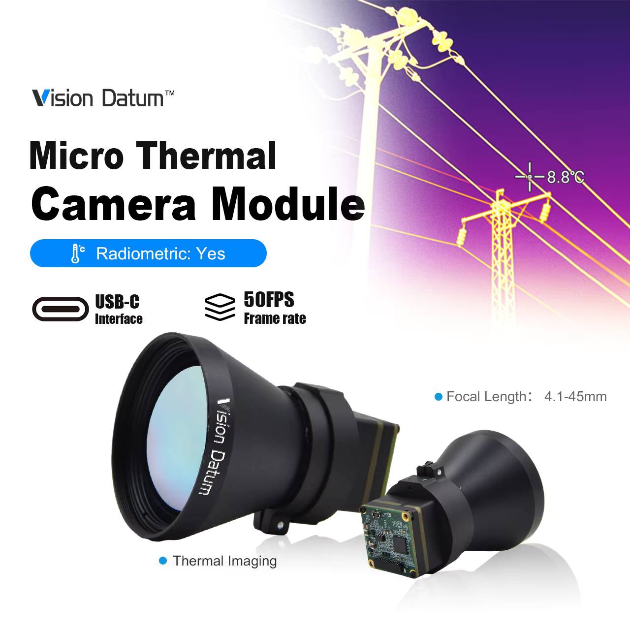 Thermal Imager Drone Gimbal - 1280X1024 LWIR 12Um Soğutmasız El 50Mm
